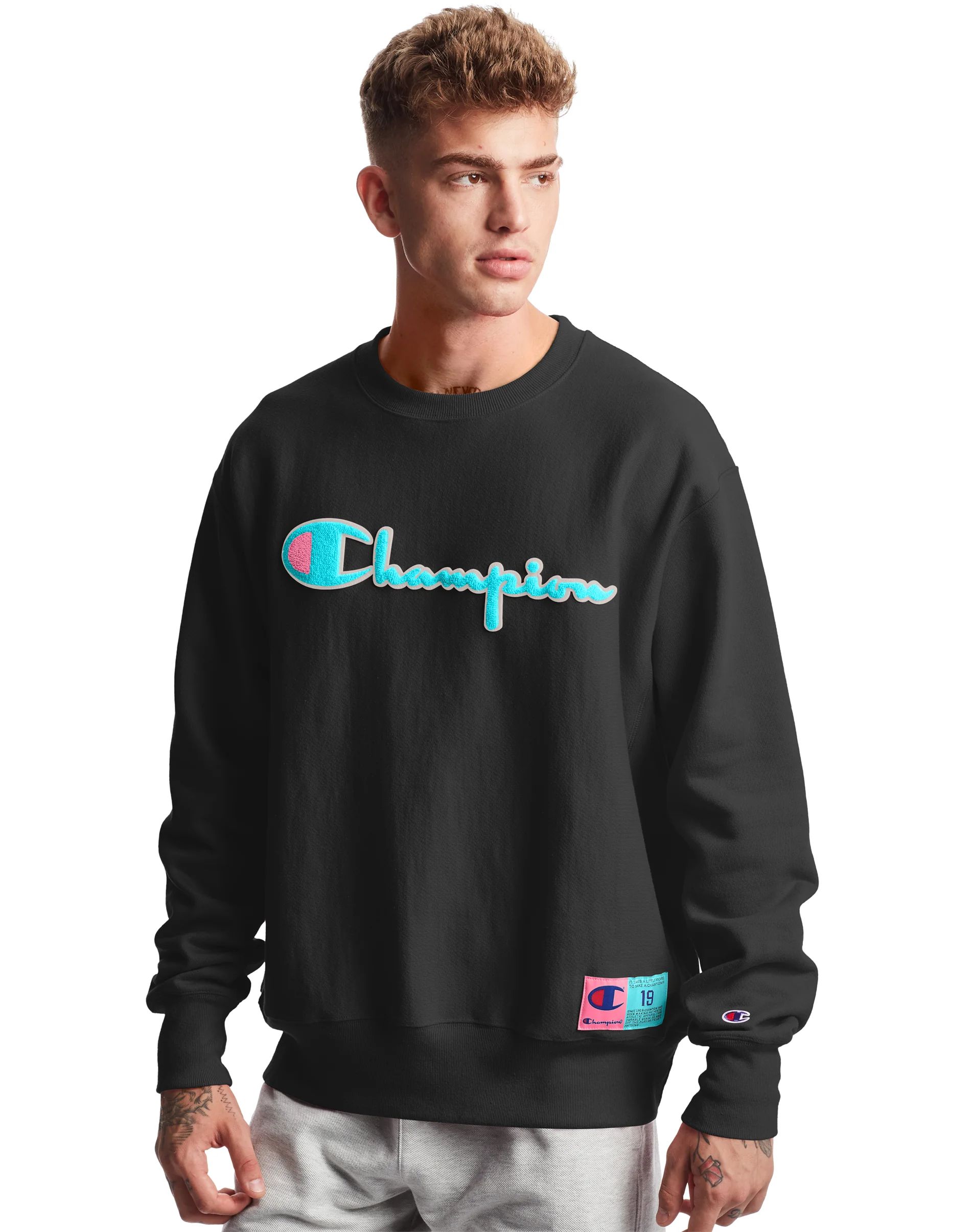 Reverse Weave Crew, Chenille Logo | ChampionUSA.com (Hanesbrands Inc.)