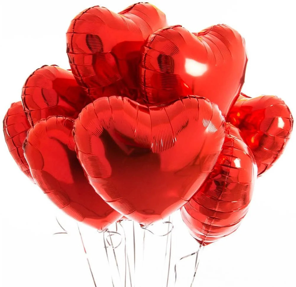 Red Heart Balloons 18" Red Heart Shape Helium Foil Balloon (10 Pack) | Walmart (US)