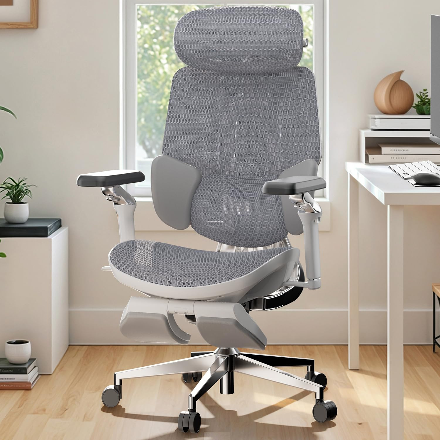 Amazon.com: Hbada E3 Ultra Ergonomic Chair, with 3-Zone Dynamic Lumbar Support, 360\u00b0 Mechanical Armrest, 4D Adjustable Headrest, Aluminum Alloy, Mesh Chair Grey : Home & Kitchen | Amazon (US)