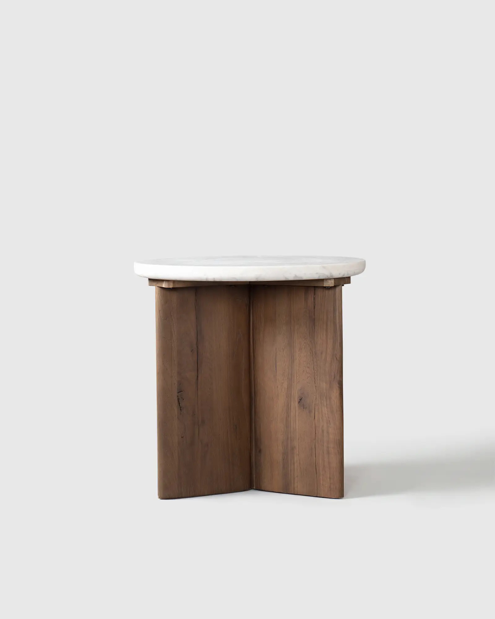 Genuine Marble and Oak Pedestal End Table | Quince