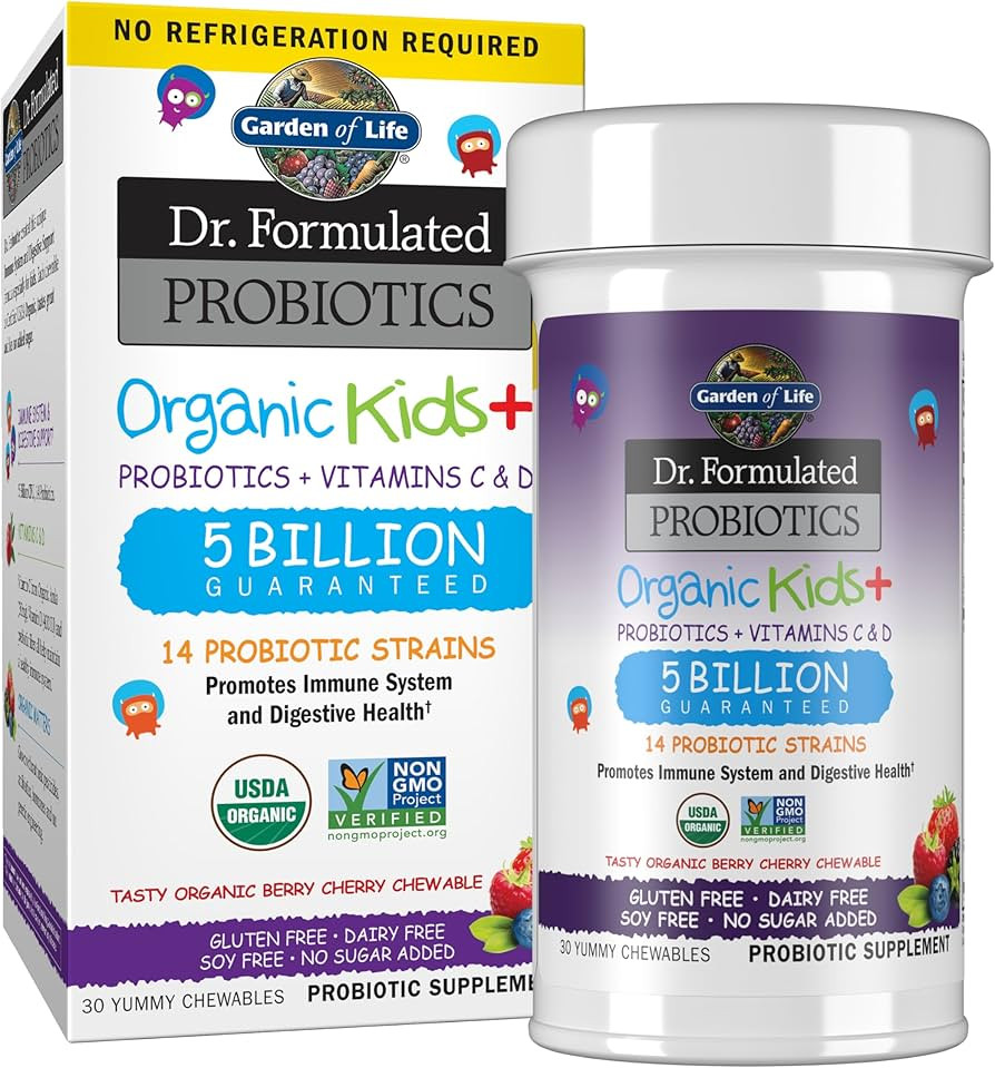 Garden of Life Kids Probiotics, Dr. Formulated Probiotics Organic Kids+ Vitamin C & D, Berry Cher... | Amazon (US)