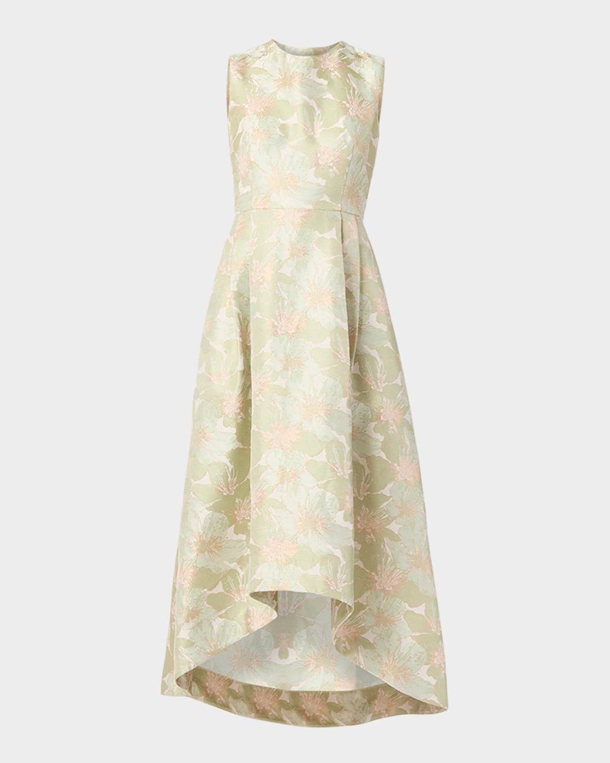 Daniela Pleated High-Low Jacquard Gown | Neiman Marcus