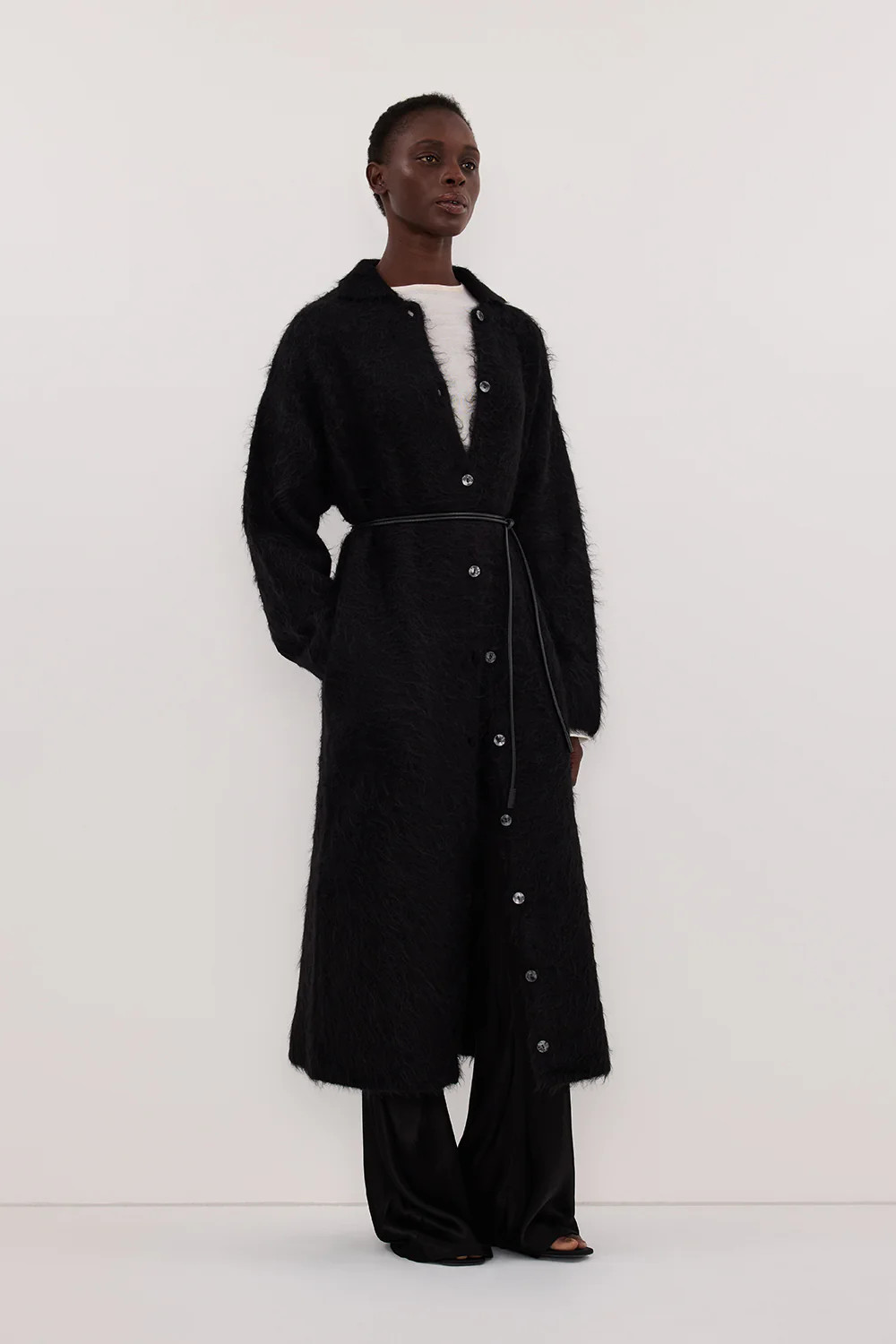 SALMA BLACK CARDIGAN COAT | DISSH