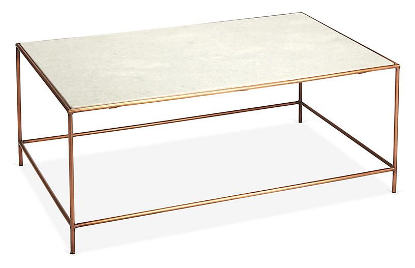 Kendall Coffee Table, White/Rose Gold | One Kings Lane