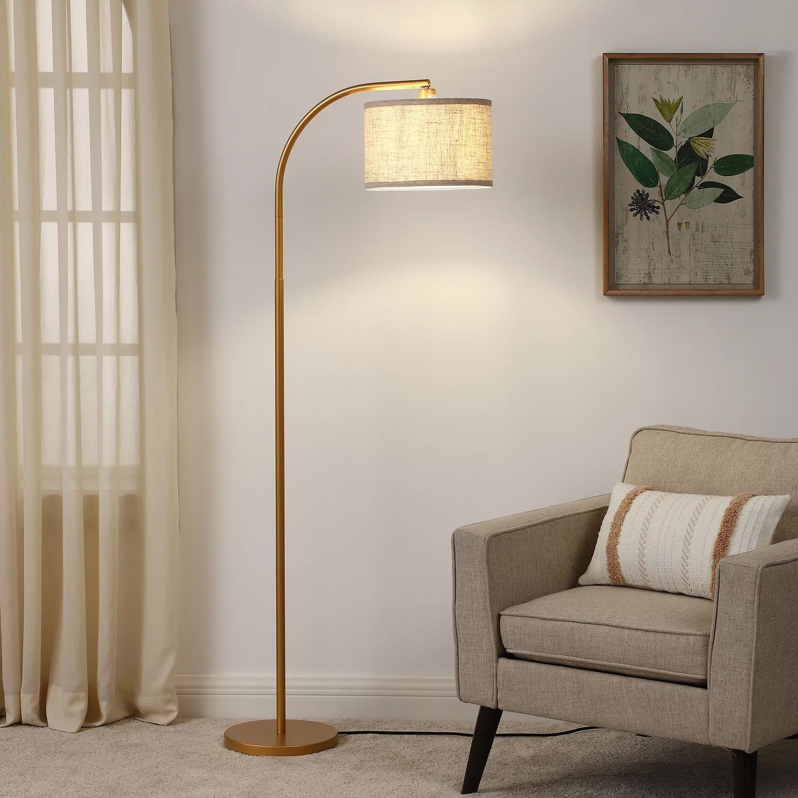 DEWENWILS Modern Arc Floor Lamps for Living Room, 63 inch Metal Standing Lamp with Foot Switch fo... | Walmart (US)