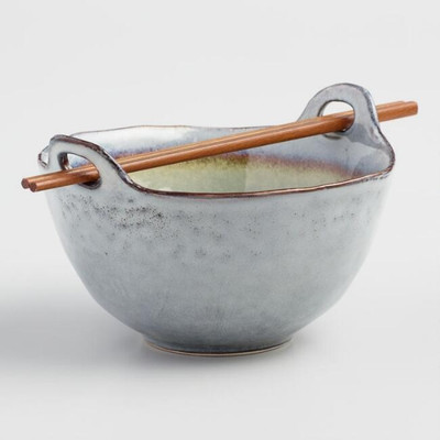 Gray Reactive Glaze Sota Noodle Bowls Set of 4