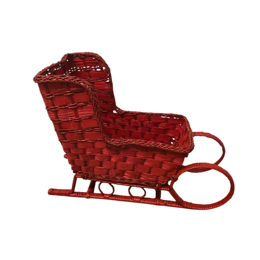 Vintage Red Wicker Sleigh Basket Christmas Table Centerpiece Holiday Decor Santa - Etsy | Etsy (US)