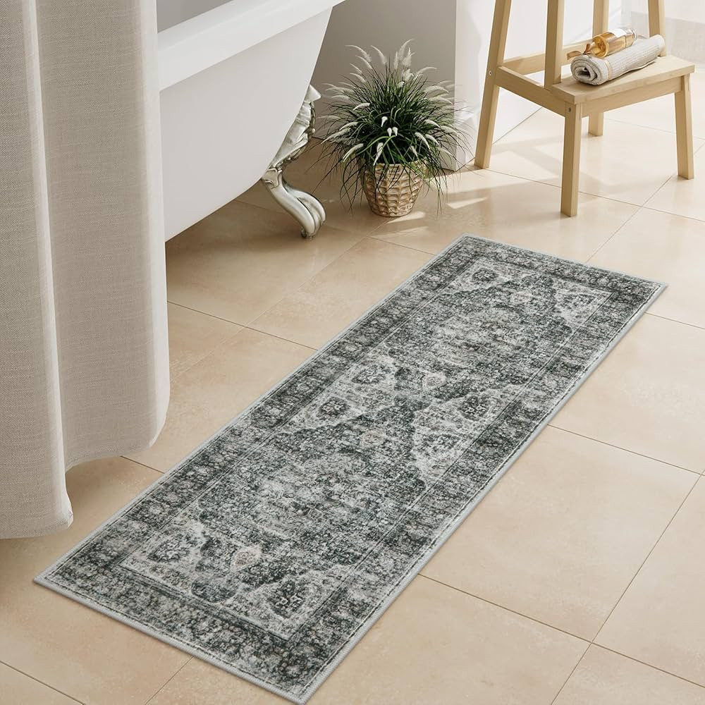 Uphome Brown Bathroom Rugs, Distressed Farmhouse Boho Bath Mat, Non Slip Washable Soft Velvet Bat... | Amazon (US)