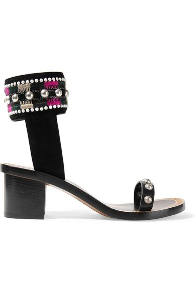 Joss embroidered leather and suede sandals | NET-A-PORTER (US)