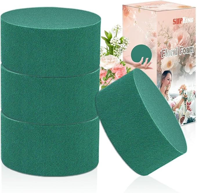 4Pcs Floral Foam Round SUPKING 3.2" Small Green Wet Dry Flower Foam Blocks Florist Plant Foam for... | Amazon (US)