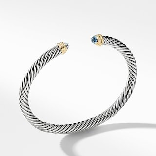 Cable Classic Collection® Bracelet with Blue Topaz and 14K Yellow Gold | David Yurman
