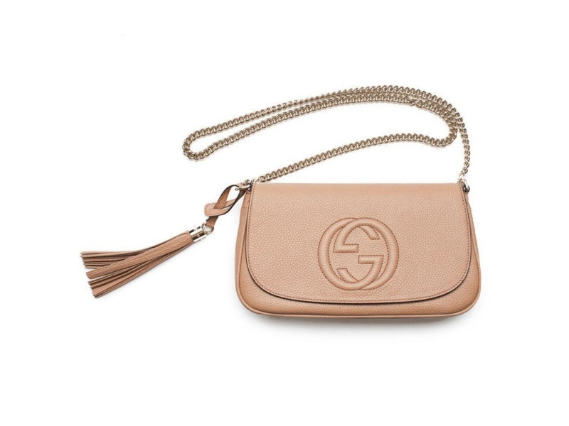 Gucci Soho Disco GG Camelia Beige Tassel Chain Crossbody Bag | JTV Jewelry