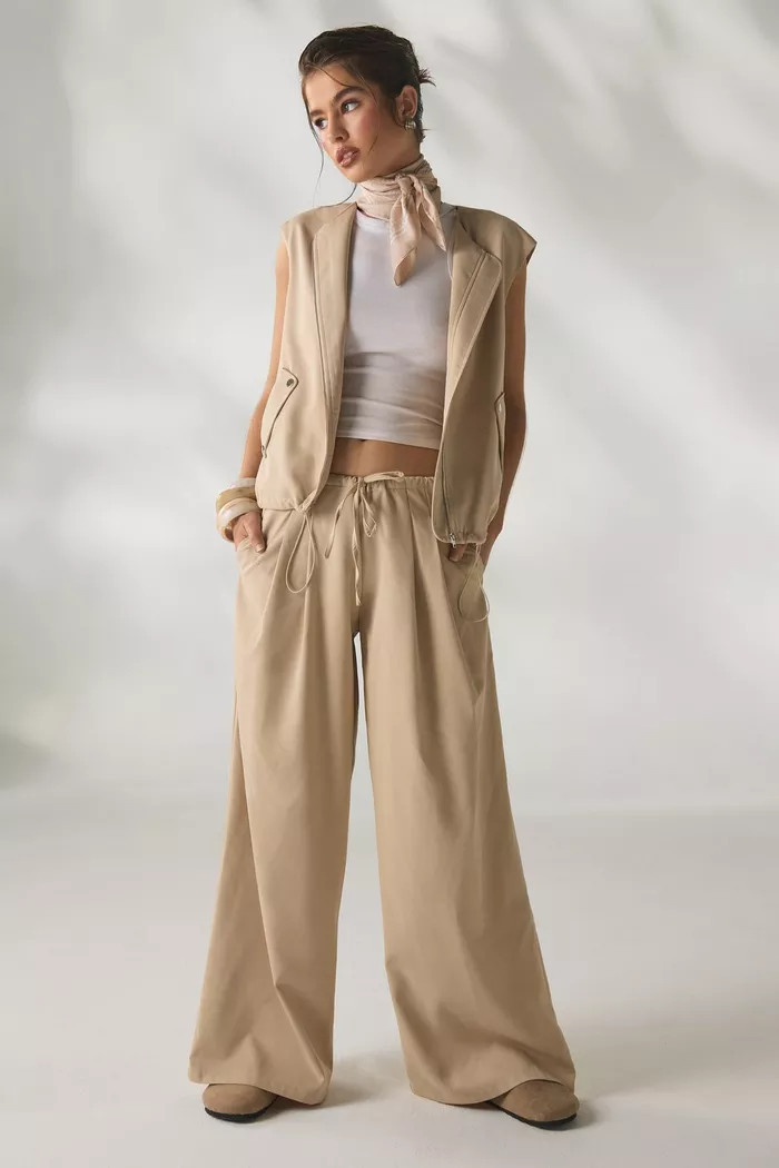 Drawstring Waist Woven Fluid Trousers | Boohoo.com (UK & IE)