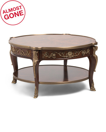 36x20.5 Essential Morado Wood Brass Coffee Table | TJ Maxx