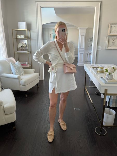 Today’s OOTD for a beauty appointment! Wearing a tennis dress (size medium) with a spanx air essentials wrap (size small) - use code AMANDAJOHNxSPANX for 10% off