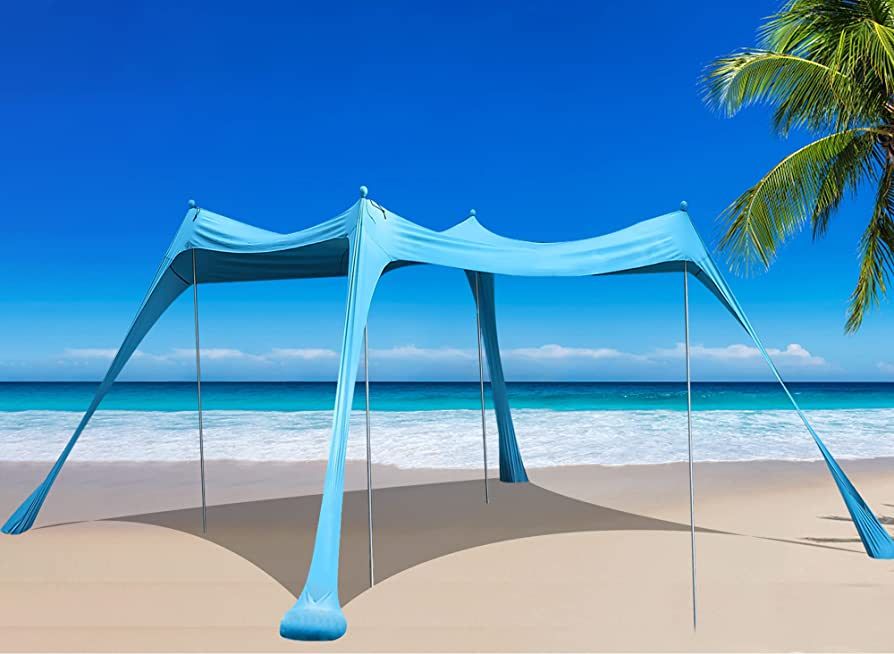 BOTINDO Family Beach Tent Canopy Sun Shade, Pop Up Grande Beach Tent Sun Shelter Stability 4 Pole... | Amazon (US)