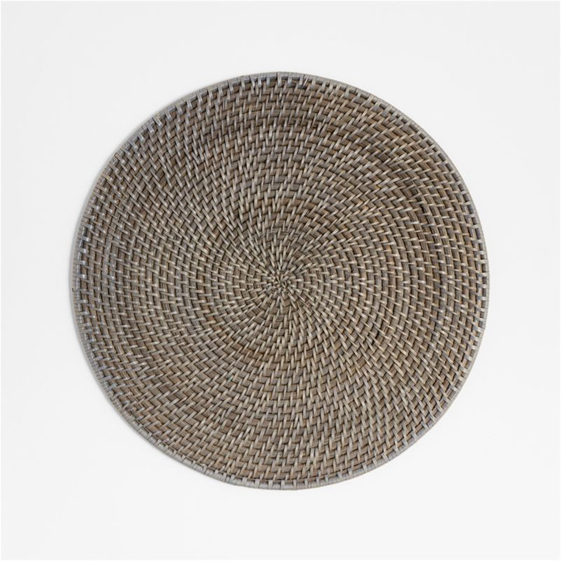 Artesia Grey Woven Rattan Round Placemat + Reviews | Crate & Barrel | Crate & Barrel
