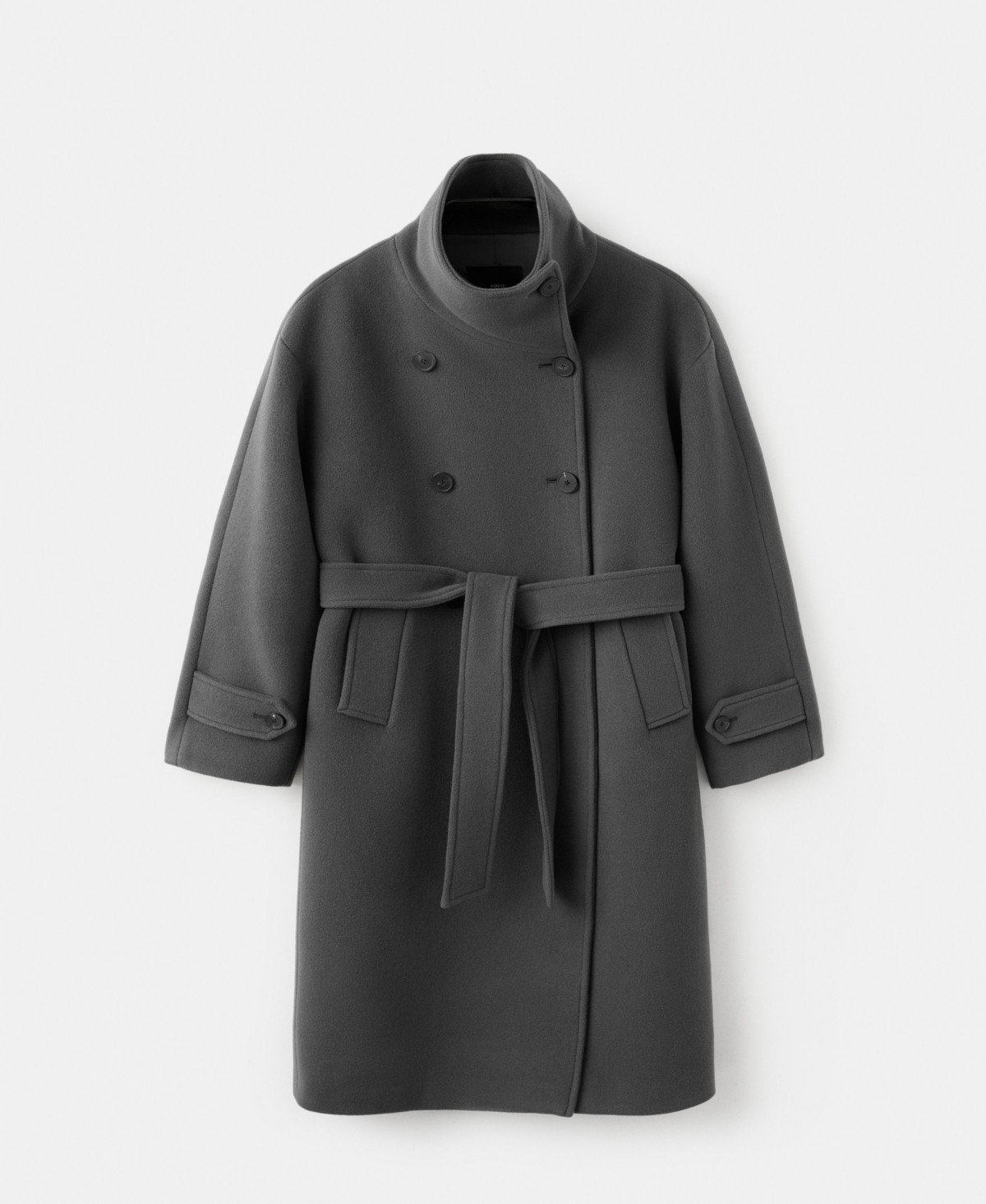 Mango Women's Belt Woolen Coat - Gray | Macy's