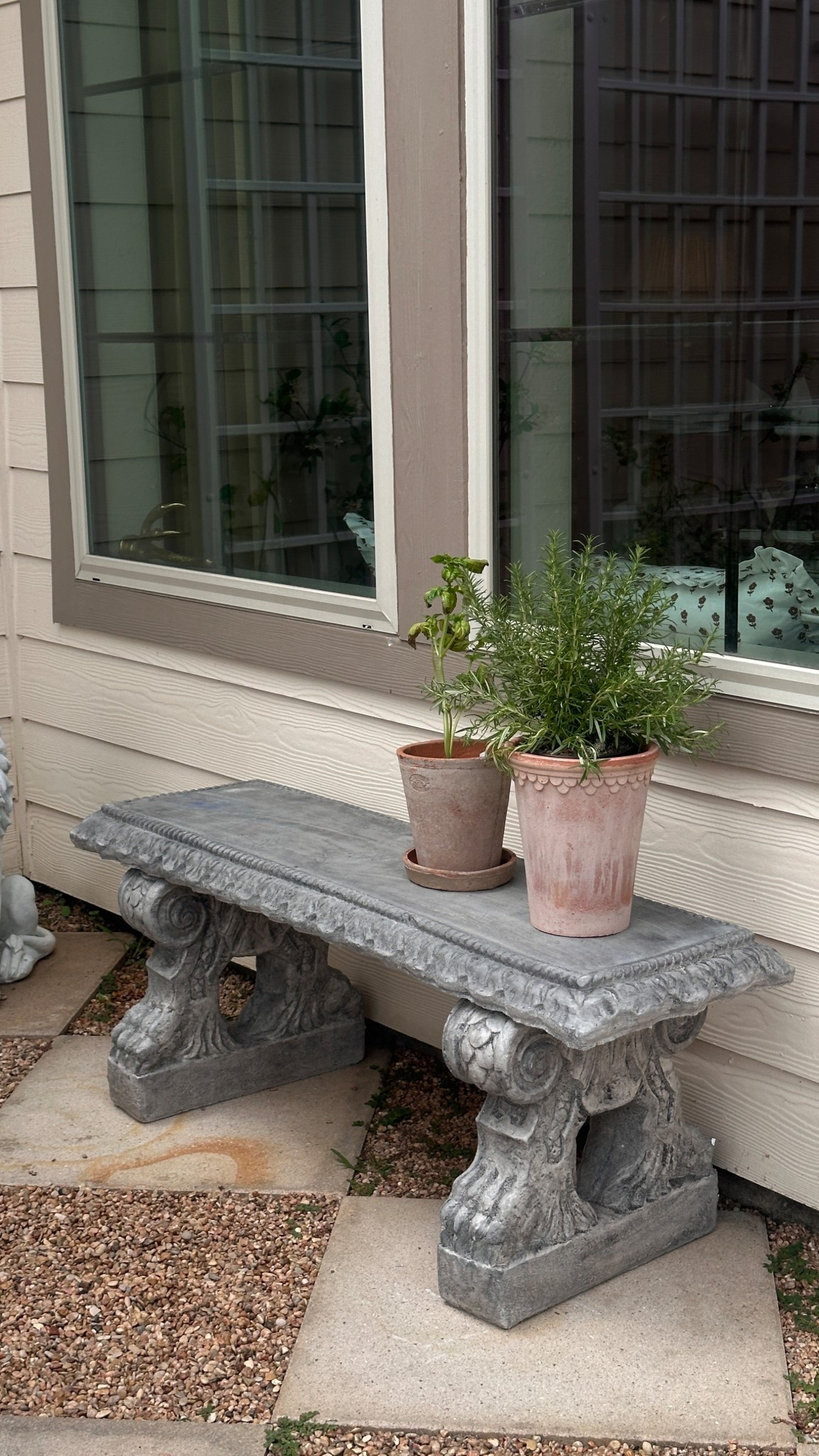 Got this cute concrete Clawfoot bench for some potted plants outside. Love the details on it. Superrr heavy! 

#LTKHome