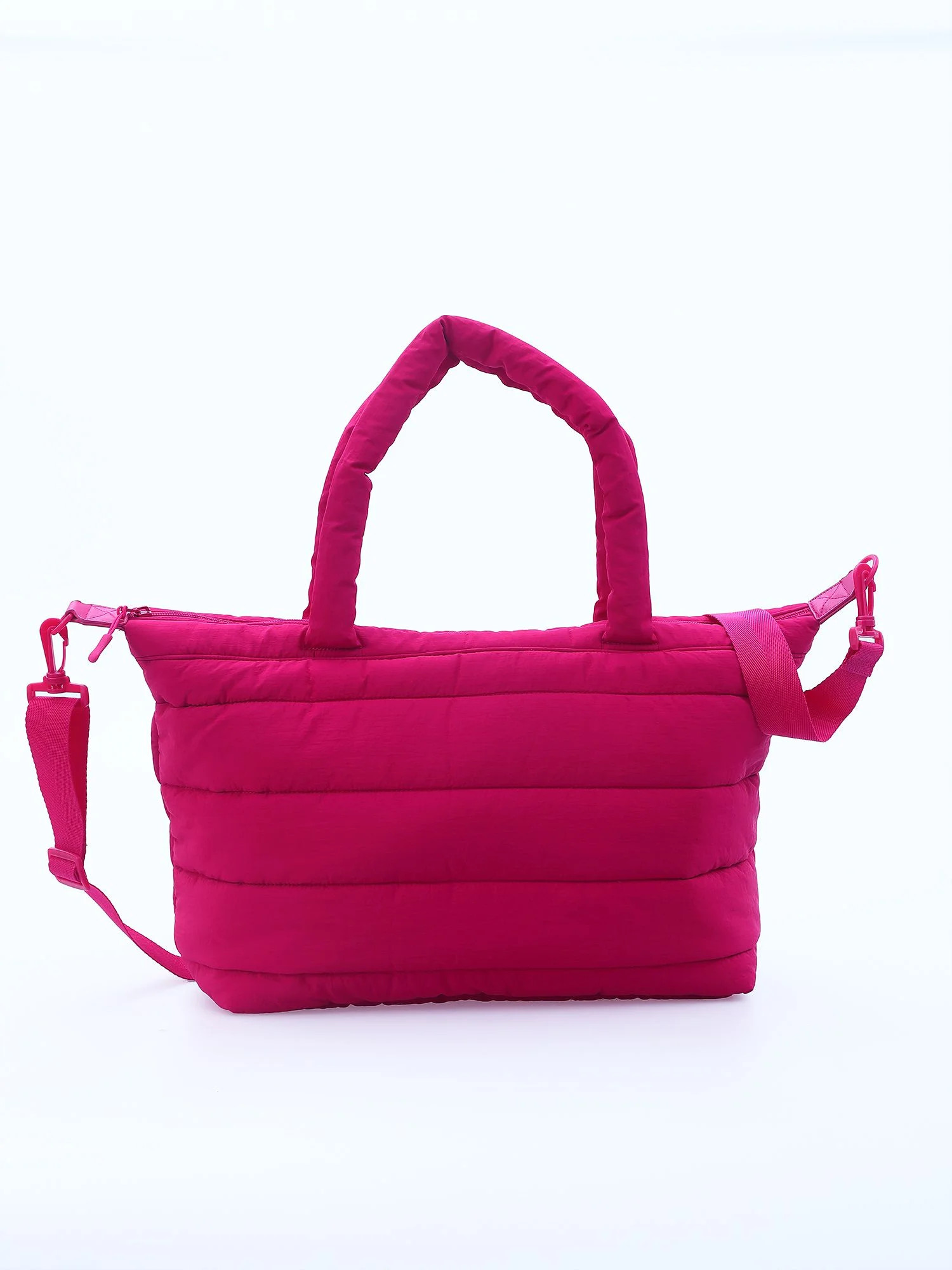 No Boundaries Women's Puffy Quilted Tote Handbag Fuchsia Supreme | Walmart (US)