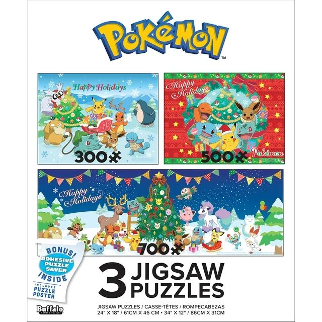 Buffalo Games Pokemon Holiday Three Interlocking Jigsaw Puzzles | Walmart (US)