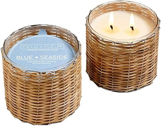 Hillhouse Naturals BSGL2 Blue Seaside 2 Wick Handwoven Candle, 12oz | Amazon (US)