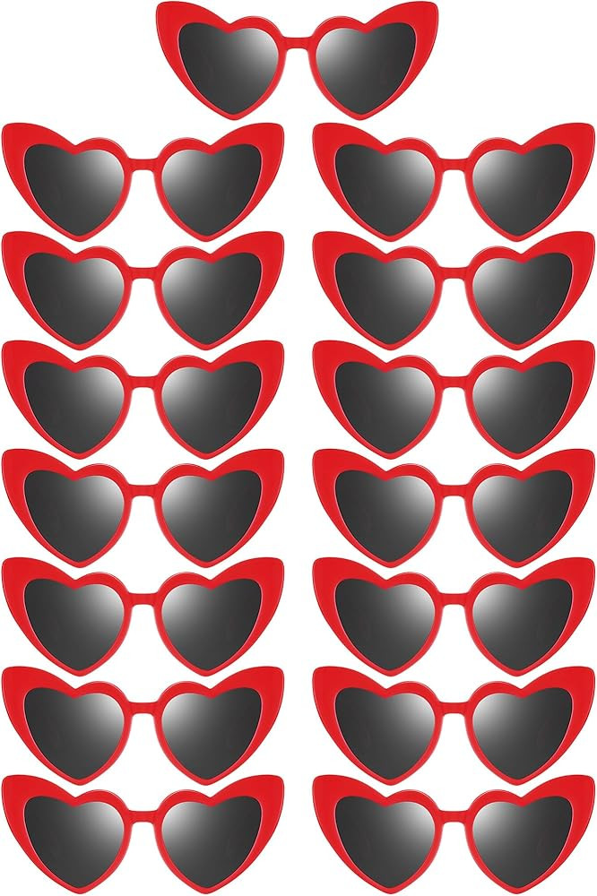 Flutesan 15 Pairs Valentine Heart Shaped Sunglasses Vintage Cat Eye Sunglasses for Bachelorette P... | Amazon (US)