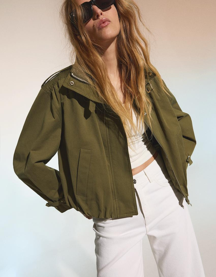 Gathered buckle jacket - Jackets and trench - Women | Bershka UK