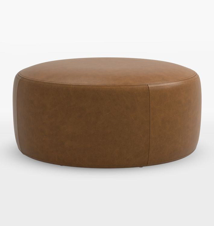 Britton Leather 36" Round Ottoman | Rejuvenation