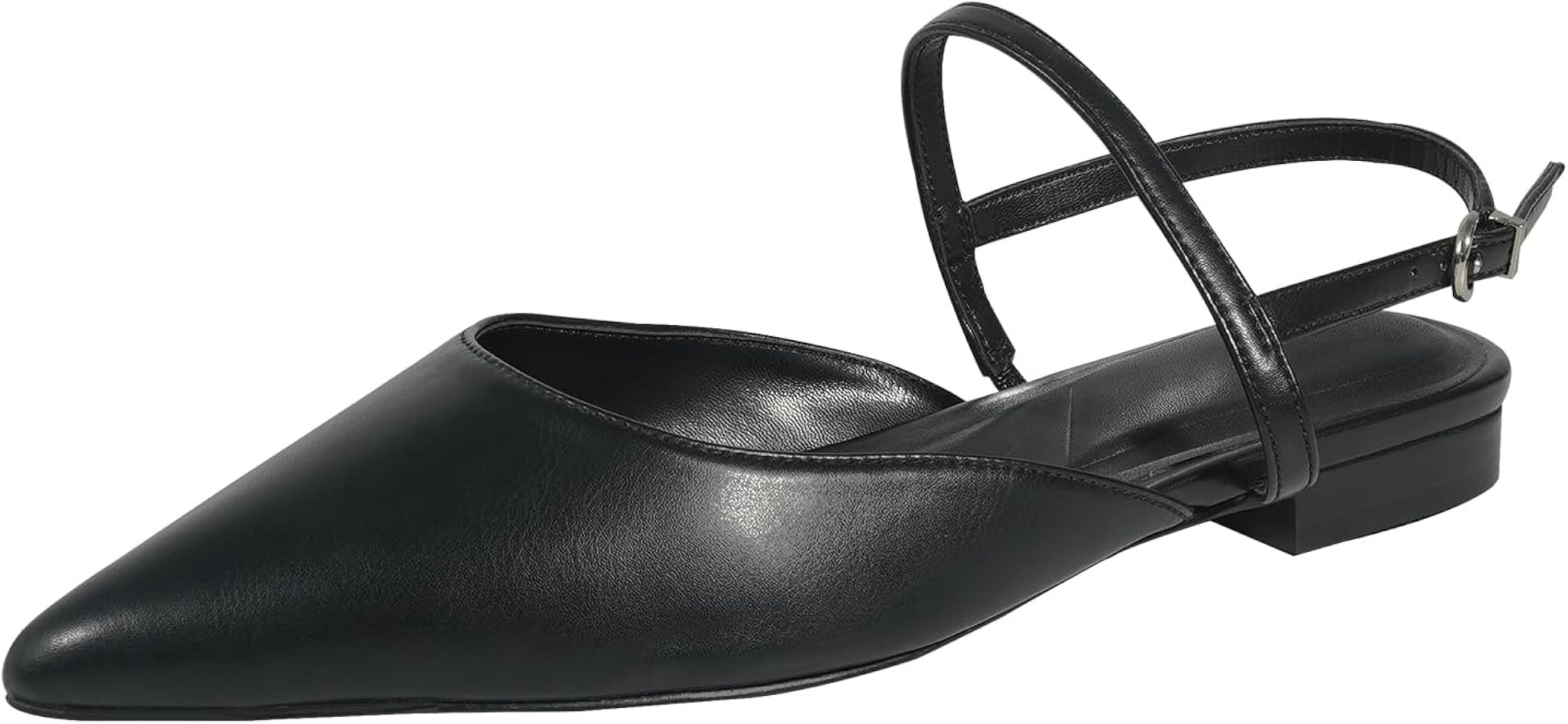 Women's Flats Shoes Slingback Flats for Women Pointed Toe PU Leather Low Heel Buckle Strap Womens... | Amazon (US)