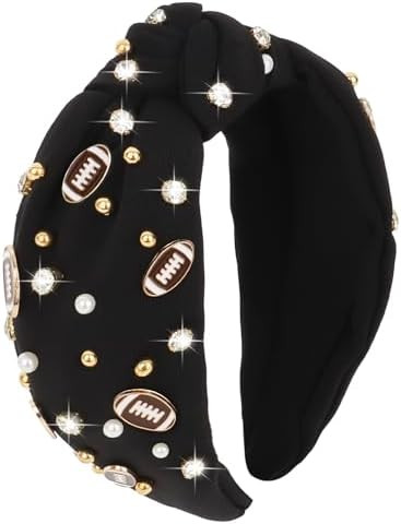YARIEW Football Headbands for WomenPearl Rhinestone Jeweled Knotted Headband for Women Fashion He... | Amazon (US)