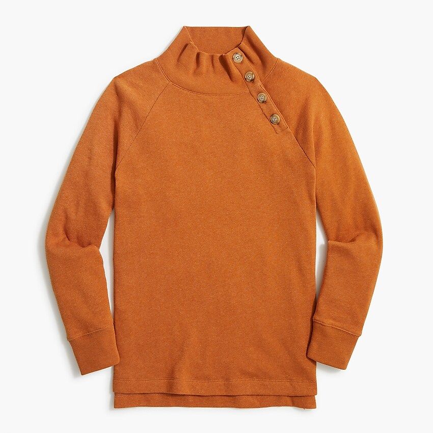 Wide button-collar tunic sweatshirt in cloudspun fleece | J.Crew Factory