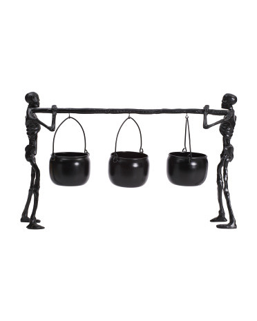 Skeleton Hanging Cauldrons On Stand | TJ Maxx