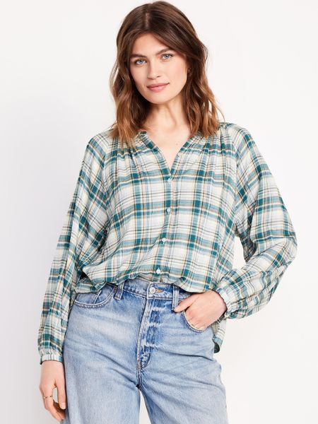 Split-Neck Button-Down Top | Old Navy (US)