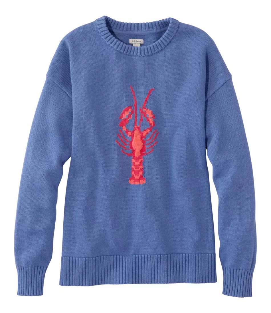 Women's The Original Double L Sweater, Novelty Crewneck Sailcloth Madras Large, Cotton/Yarns L.L.Bean | L.L. Bean