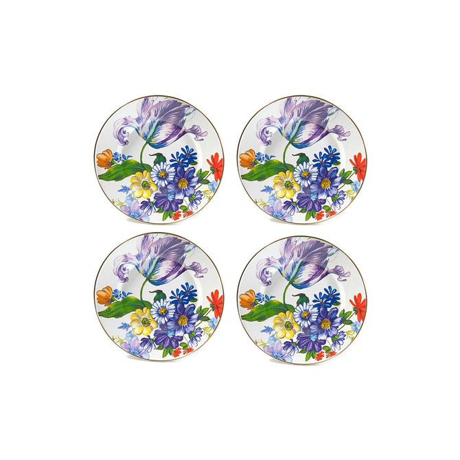 White Flower Market Dinner Plates, Set of 4 | MacKenzie-Childs