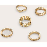Gold Assorted Cut Out 5 Pack Ring Set | PrettyLittleThing US