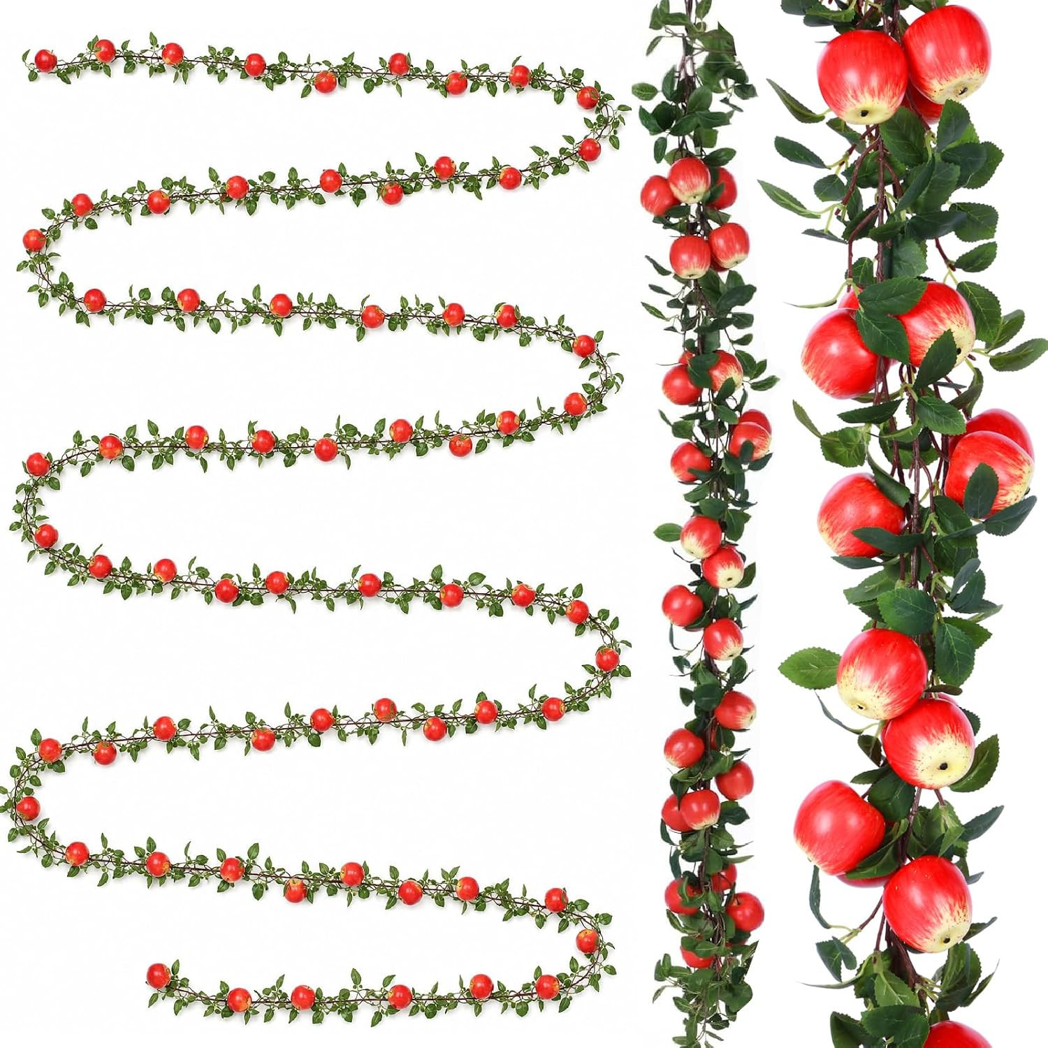 3 Pcs Artificial Apple Garland 57inch Fake Apples Bunch | Amazon (US)