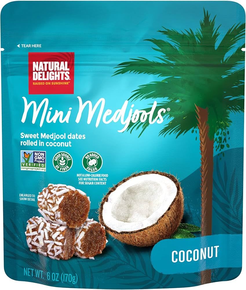 Natural Delights Medjool Dates - Coconut Mini Medjools, Non-GMO Verified, Mini Date Bites, Health... | Amazon (US)
