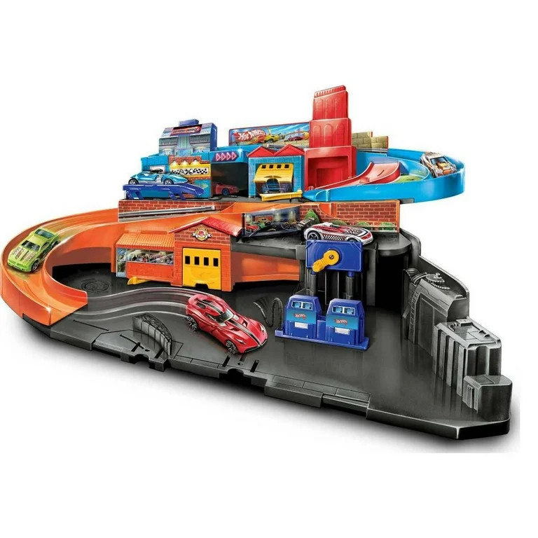 Hot Wheels Ultra Hots Sto & Go Track Set, 5 Die-Cast Cars, Ages 3+, 36" x 24" x 12", Plastic | Walmart (US)