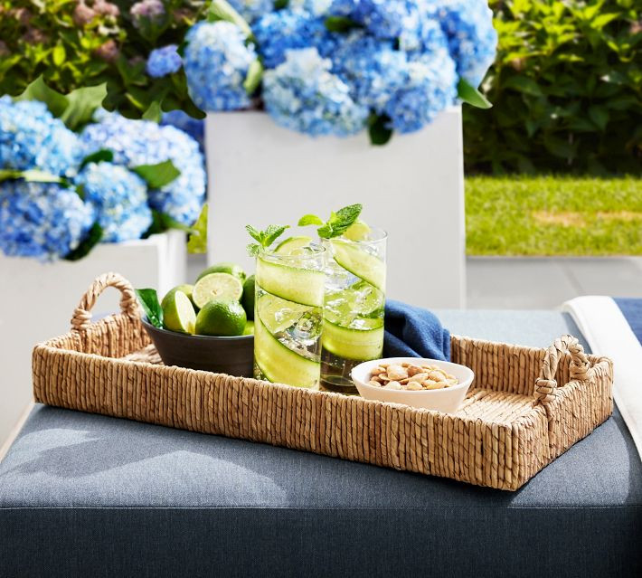Malibu Handwoven Seagrass Rectangular Bar Tray | Pottery Barn | Pottery Barn (US)