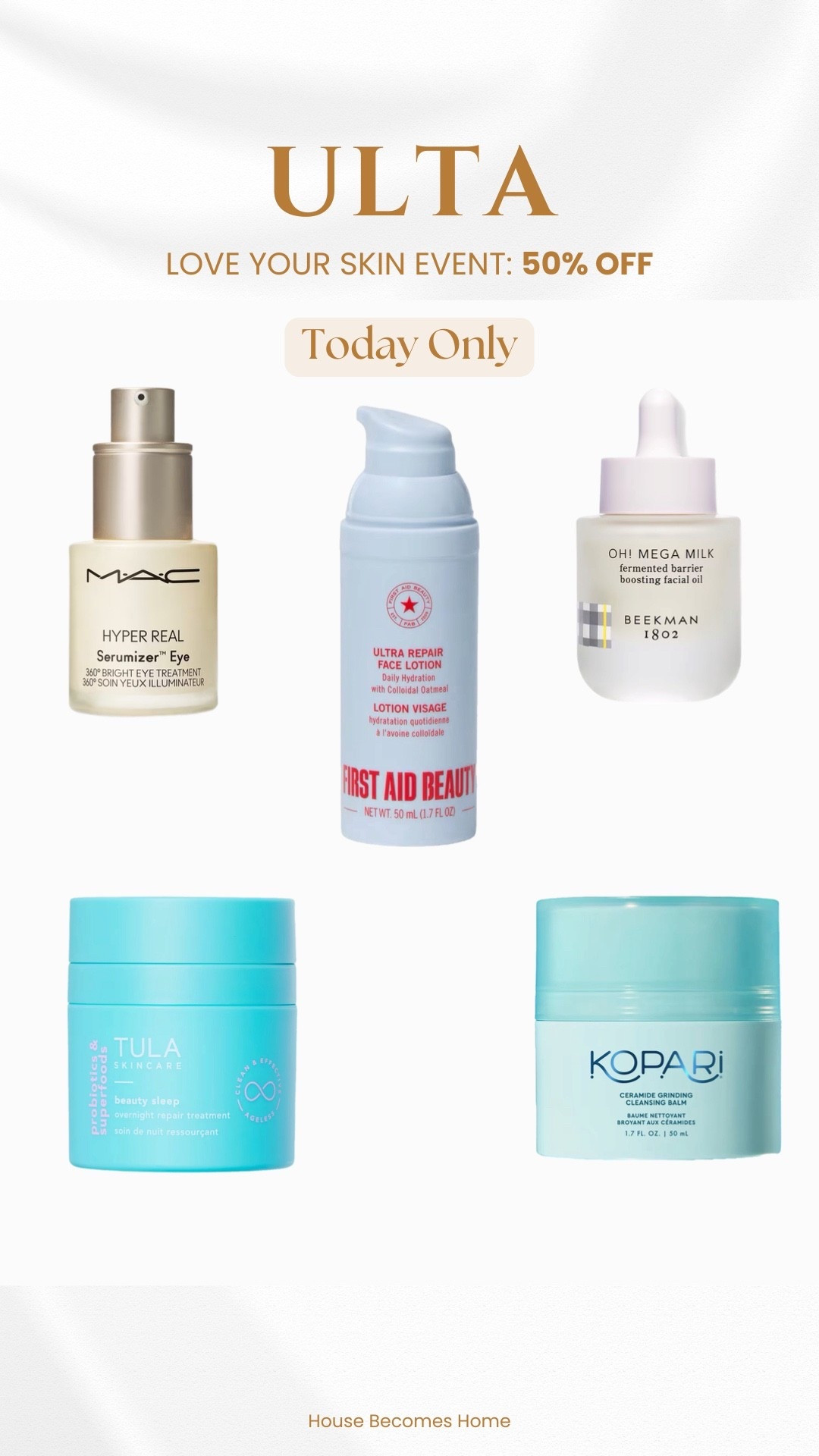 Ulta 50% off today only!!




#LTKFindsUnder50 #LTKSaleAlert #LTKBeauty