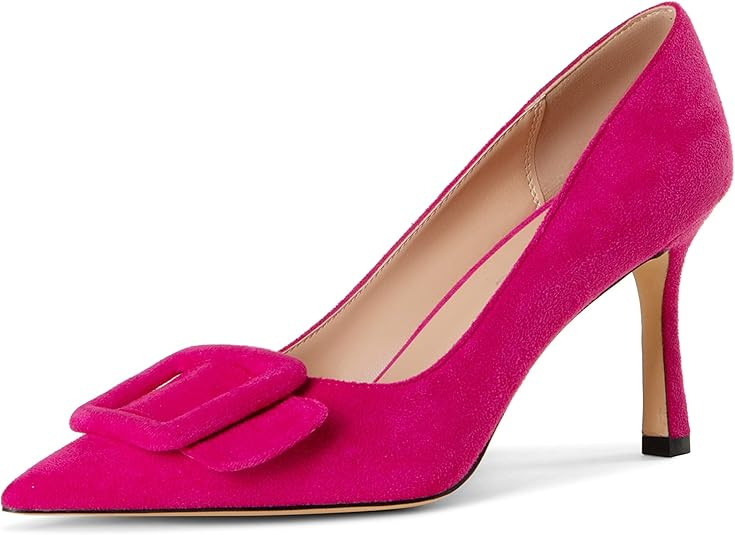 Fericzot Women's Stiletto High Heel Pumps Wedding Party Closed Classic Dress Heeded Shoes with Sq... | Amazon (US)