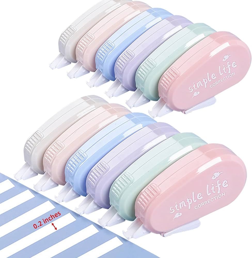 GINCEVHY 12 Pack Macaron Color Correction Tape, 0.2 x 197 inch, Instant Corrections, Easy to Use ... | Amazon (US)