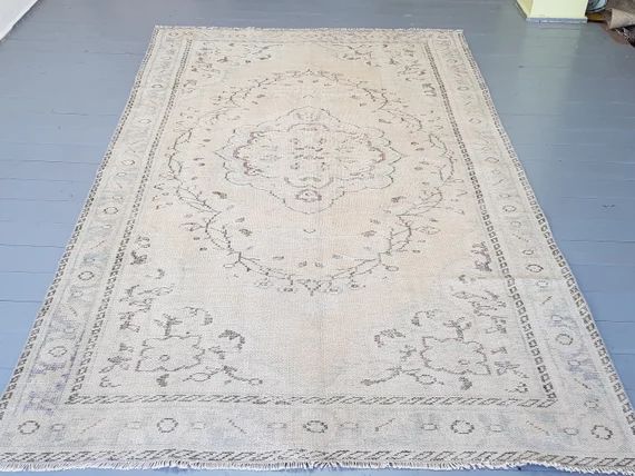 turkish oushak rug , handknotted rug , Turk rug , ivory salmon color rug , rug from turkey , 288 ... | Etsy (US)