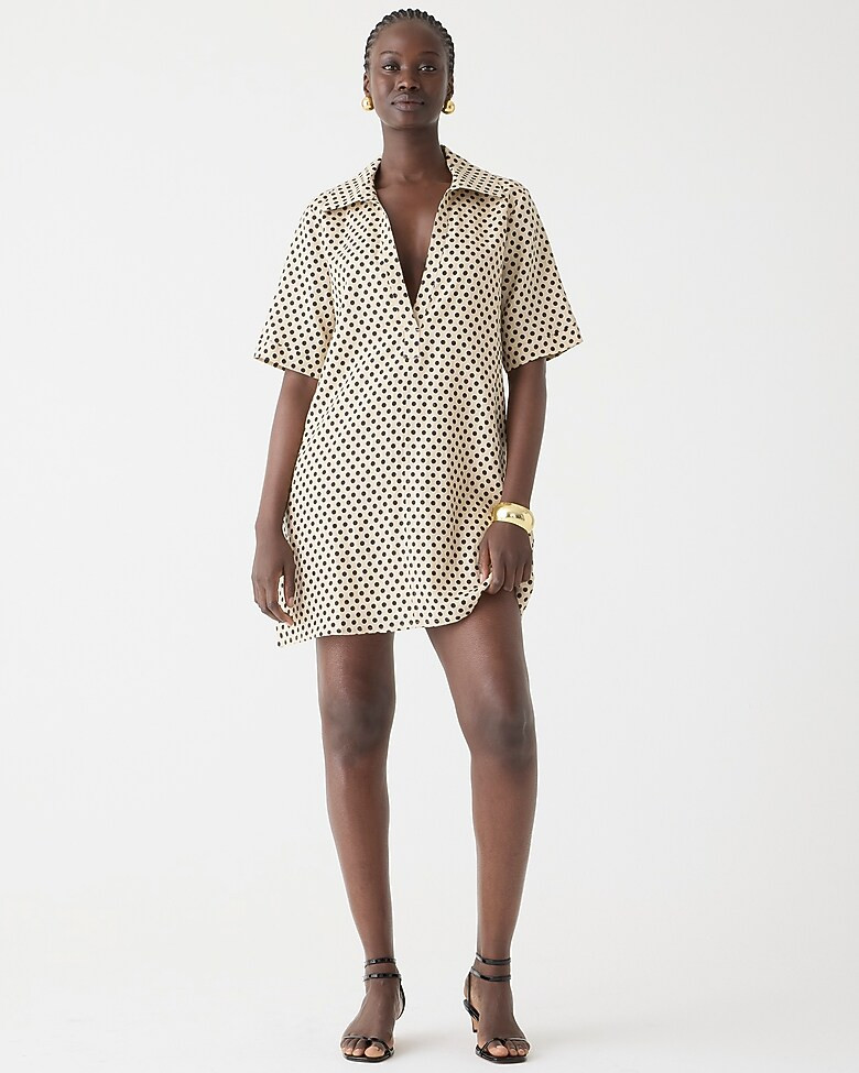 Bungalow popover dress in dot linen | J. Crew US