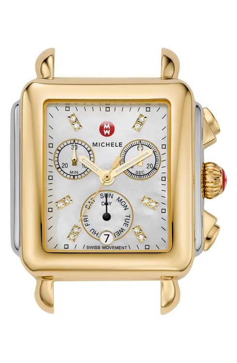 MICHELE Deco Diamond Dial Two-Tone Watch Head, 33mm x 35mm | Nordstrom