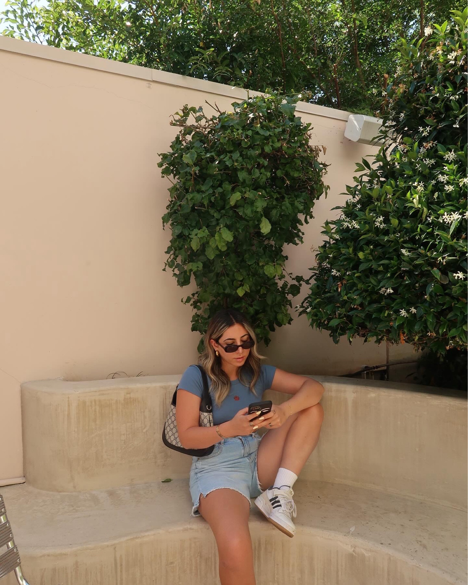 baby blue 💙
— blue jean shorts, American eagle tank, new balance sneakers, Gucci bag, 

#LTKfindsunder50 #LTKsalealert #LTKstyletip