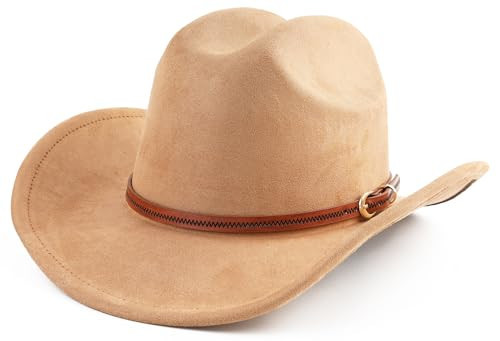 Pro Celia Cowboy Hat for Women and Men Wide Brim Western Cowgirl Hat (US, Alpha, One Size, Camel) | Amazon (US)