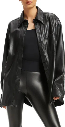 Good American Faux Leather Button-Up Shirt | Nordstrom | Nordstrom